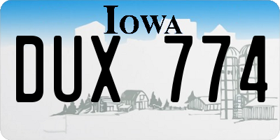 IA license plate DUX774
