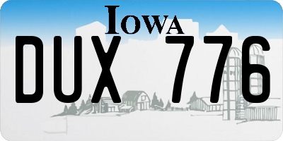 IA license plate DUX776