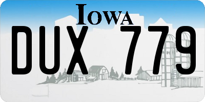 IA license plate DUX779