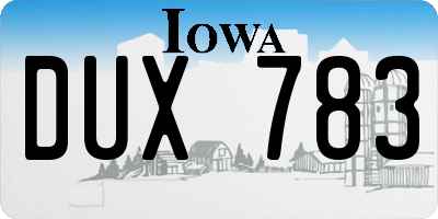 IA license plate DUX783