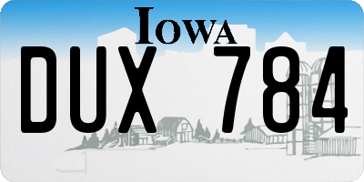 IA license plate DUX784