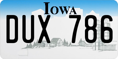 IA license plate DUX786