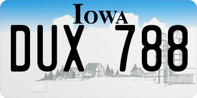 IA license plate DUX788