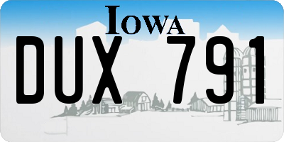 IA license plate DUX791