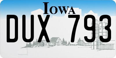 IA license plate DUX793