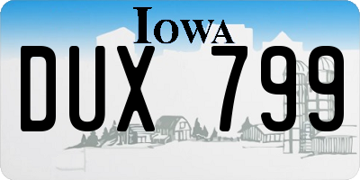 IA license plate DUX799