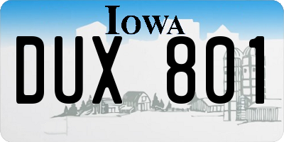 IA license plate DUX801