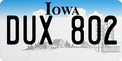 IA license plate DUX802