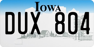 IA license plate DUX804