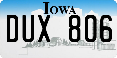 IA license plate DUX806