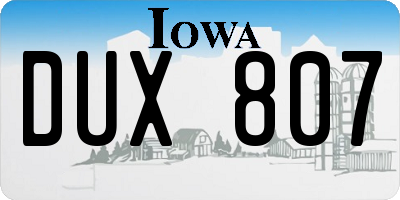 IA license plate DUX807
