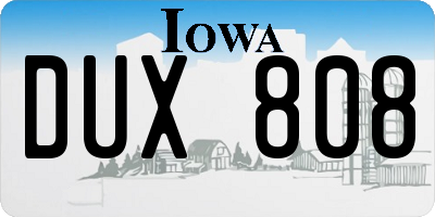 IA license plate DUX808