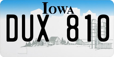 IA license plate DUX810