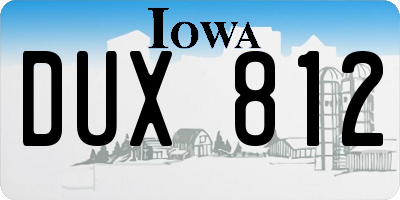 IA license plate DUX812
