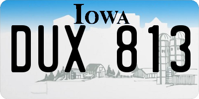 IA license plate DUX813