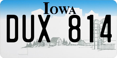 IA license plate DUX814