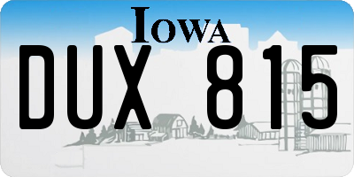 IA license plate DUX815