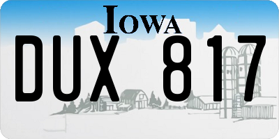 IA license plate DUX817