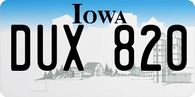 IA license plate DUX820
