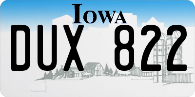 IA license plate DUX822