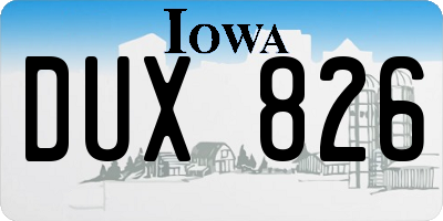 IA license plate DUX826