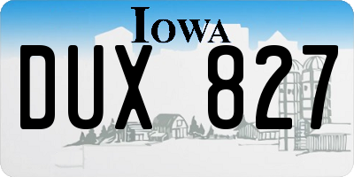 IA license plate DUX827