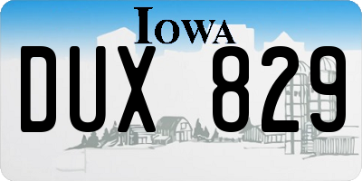 IA license plate DUX829