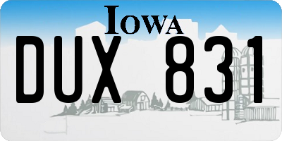 IA license plate DUX831