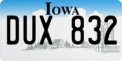 IA license plate DUX832