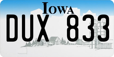 IA license plate DUX833