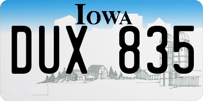 IA license plate DUX835
