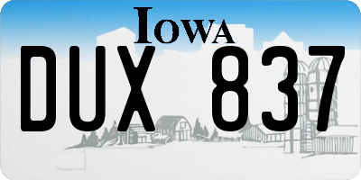 IA license plate DUX837