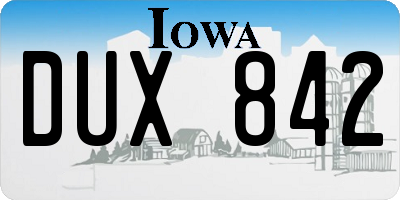 IA license plate DUX842