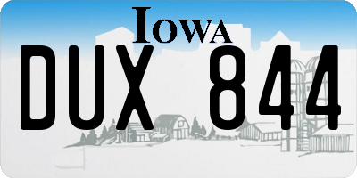 IA license plate DUX844