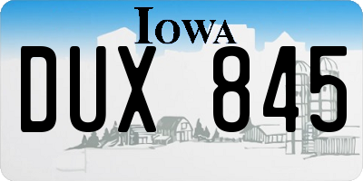 IA license plate DUX845