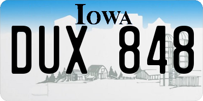 IA license plate DUX848