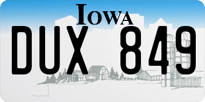 IA license plate DUX849
