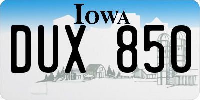 IA license plate DUX850