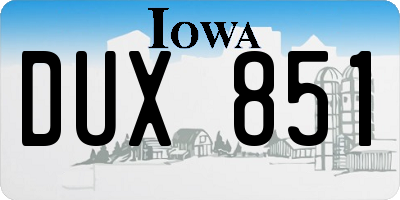 IA license plate DUX851