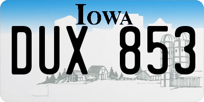 IA license plate DUX853