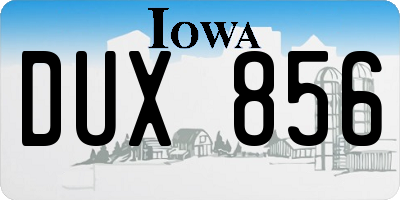 IA license plate DUX856