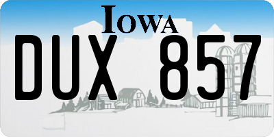 IA license plate DUX857