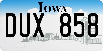 IA license plate DUX858