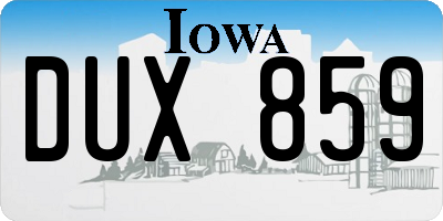 IA license plate DUX859