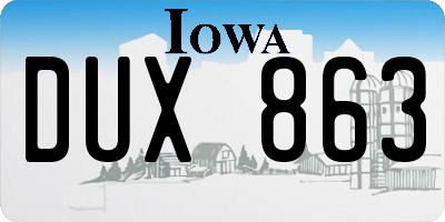 IA license plate DUX863