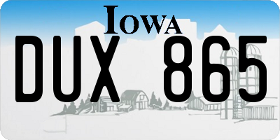 IA license plate DUX865