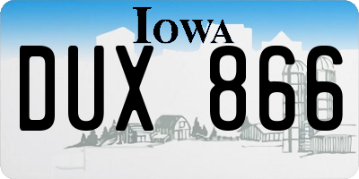 IA license plate DUX866