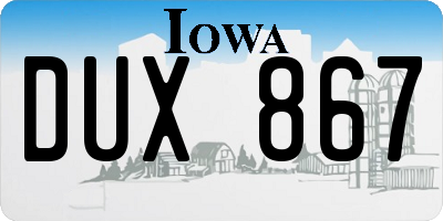IA license plate DUX867