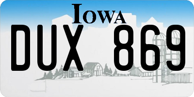 IA license plate DUX869