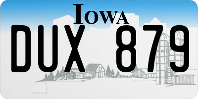 IA license plate DUX879